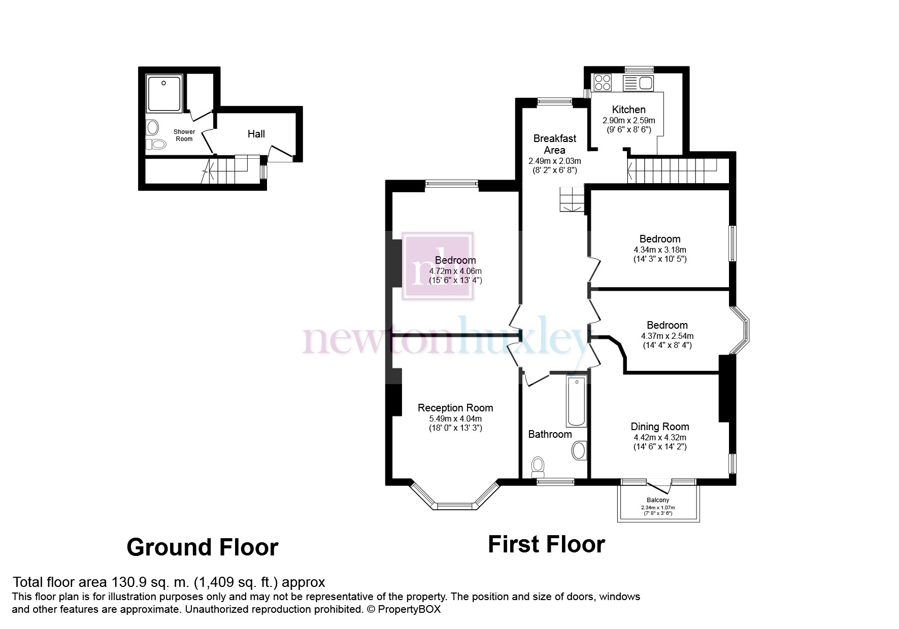 3 Bedrooms Flat for sale in Hersham Road, Walton-On-Thames KT12