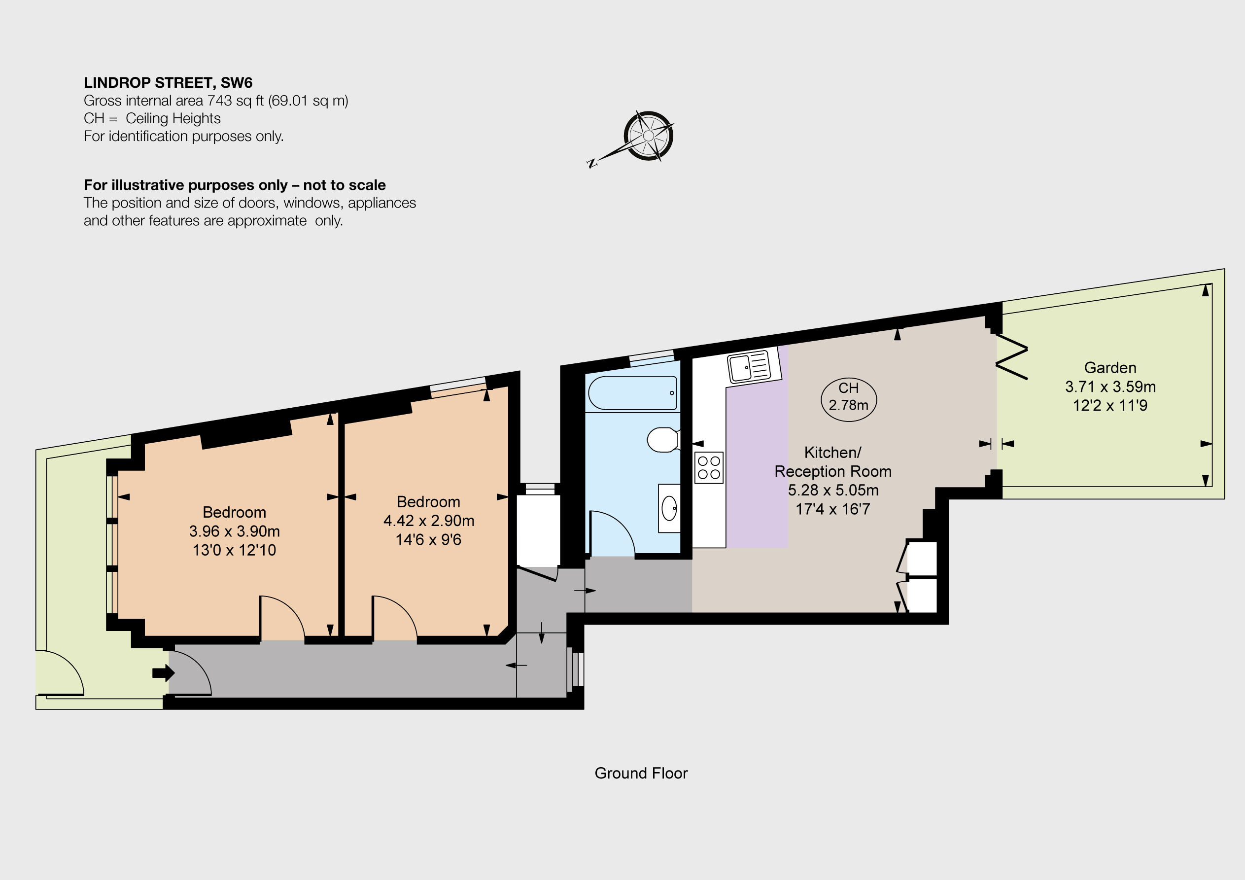 2 Bedrooms Flat to rent in Lindrop Street, London SW6