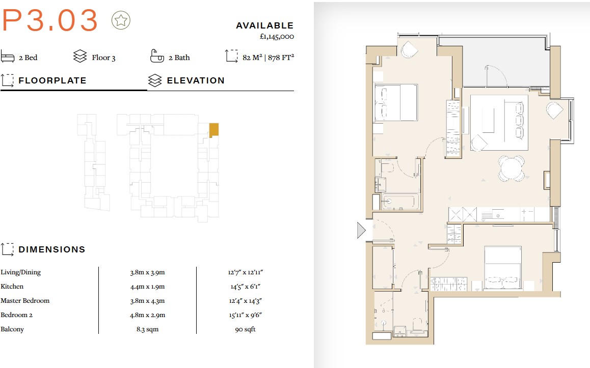 1-3, Hurlingham Waterfront, London floorplan