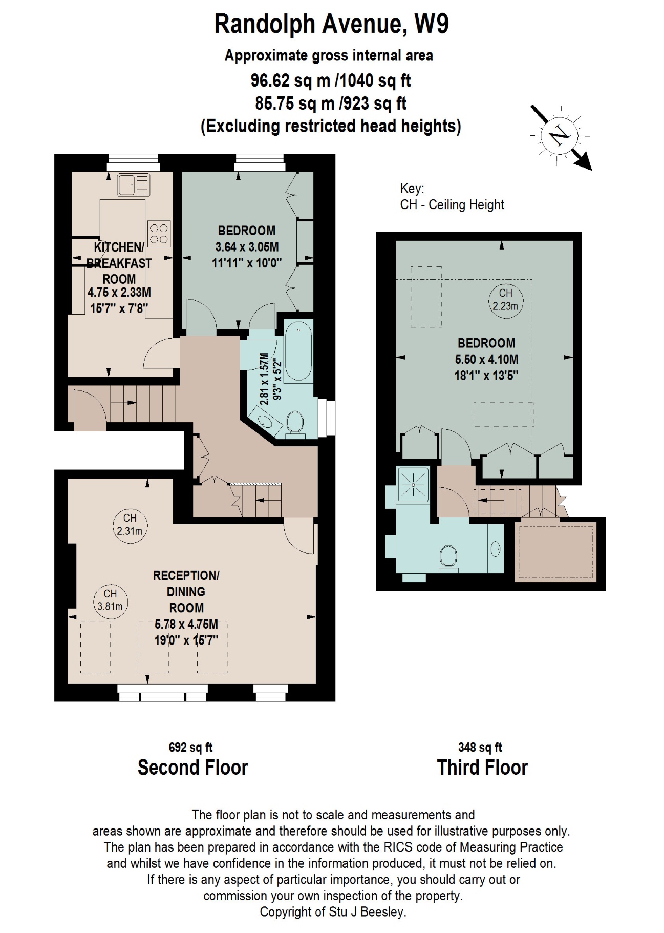 Second Floor Flat, 137, Randolph Avenue, London floorplan