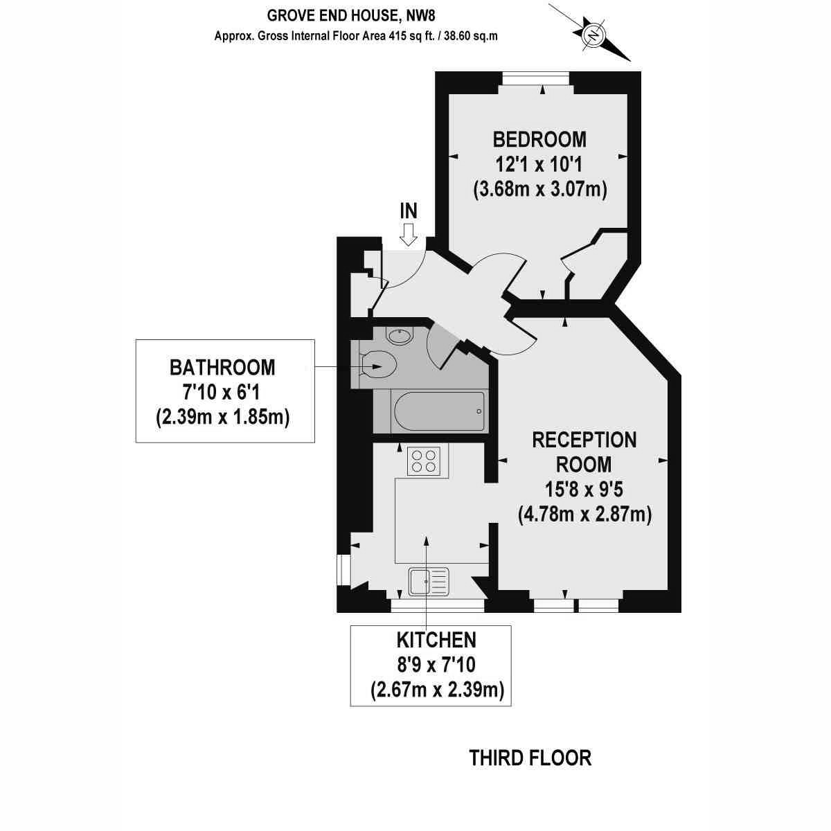 Flat 3G, 1, Grove End House, Grove End Road, London floorplan