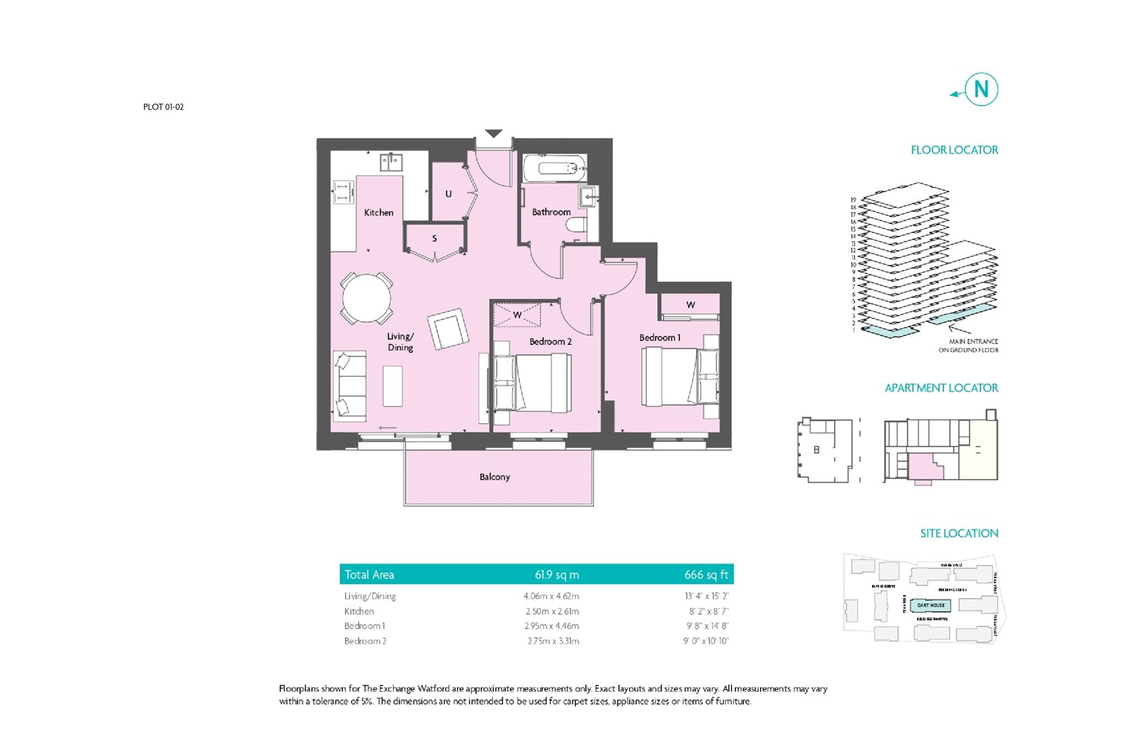 Flat 01.02,, Dart House At The Exchange, Watford floorplan