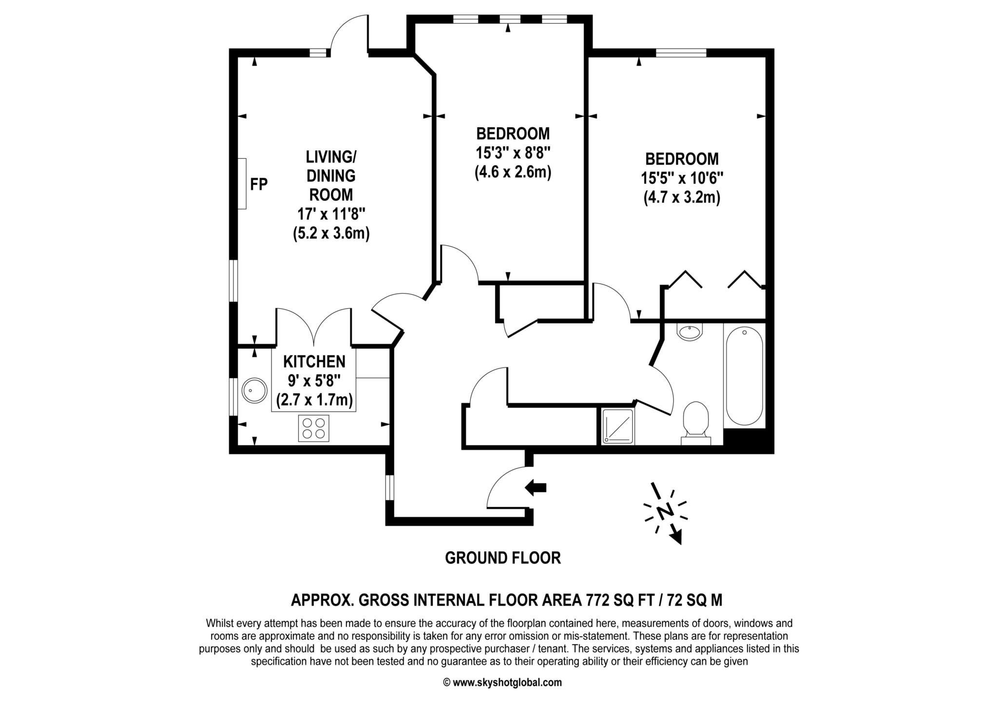 3 Calverley Court, Kingston Road, Epsom floorplan
