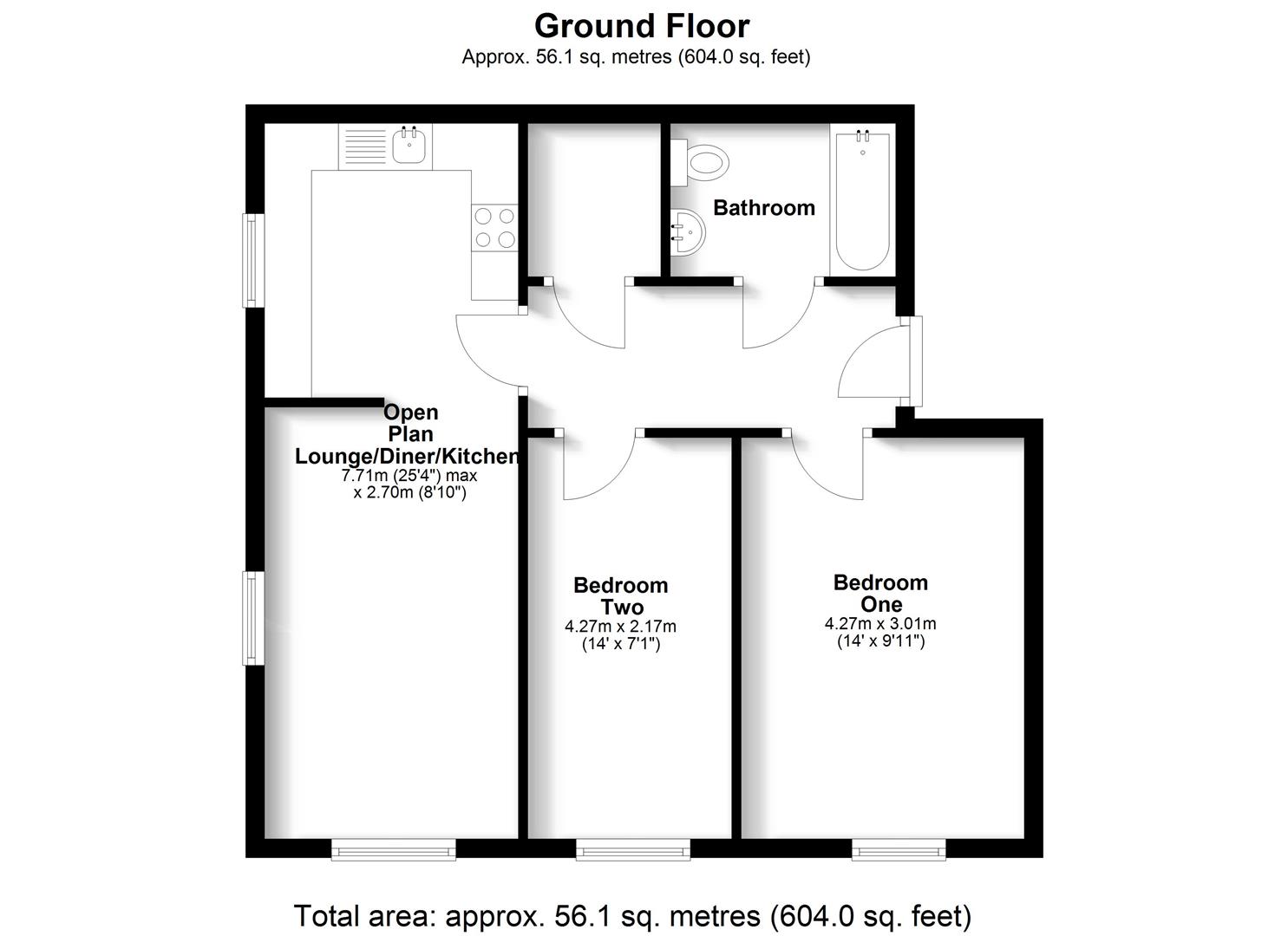 Flat 2, 57, Santa Cruz Avenue, Milton Keynes floorplan
