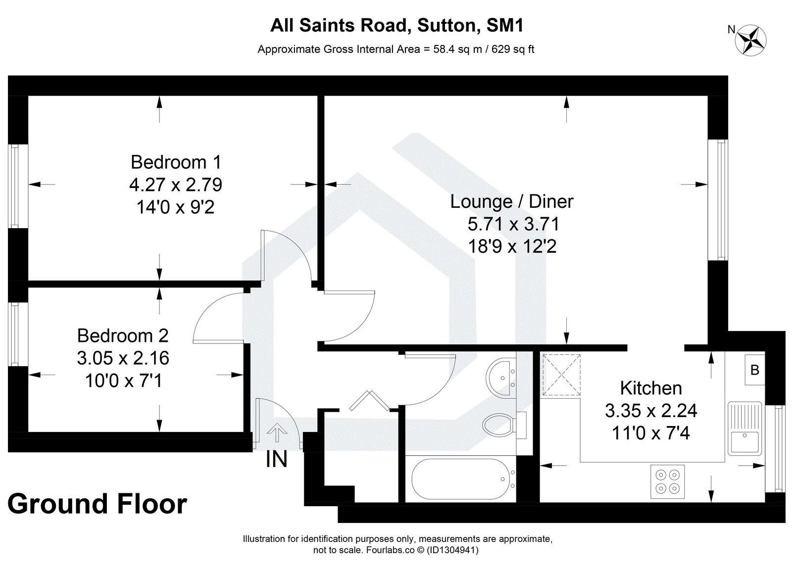 12,Flat 1, All Saints Road, Sutton floorplan