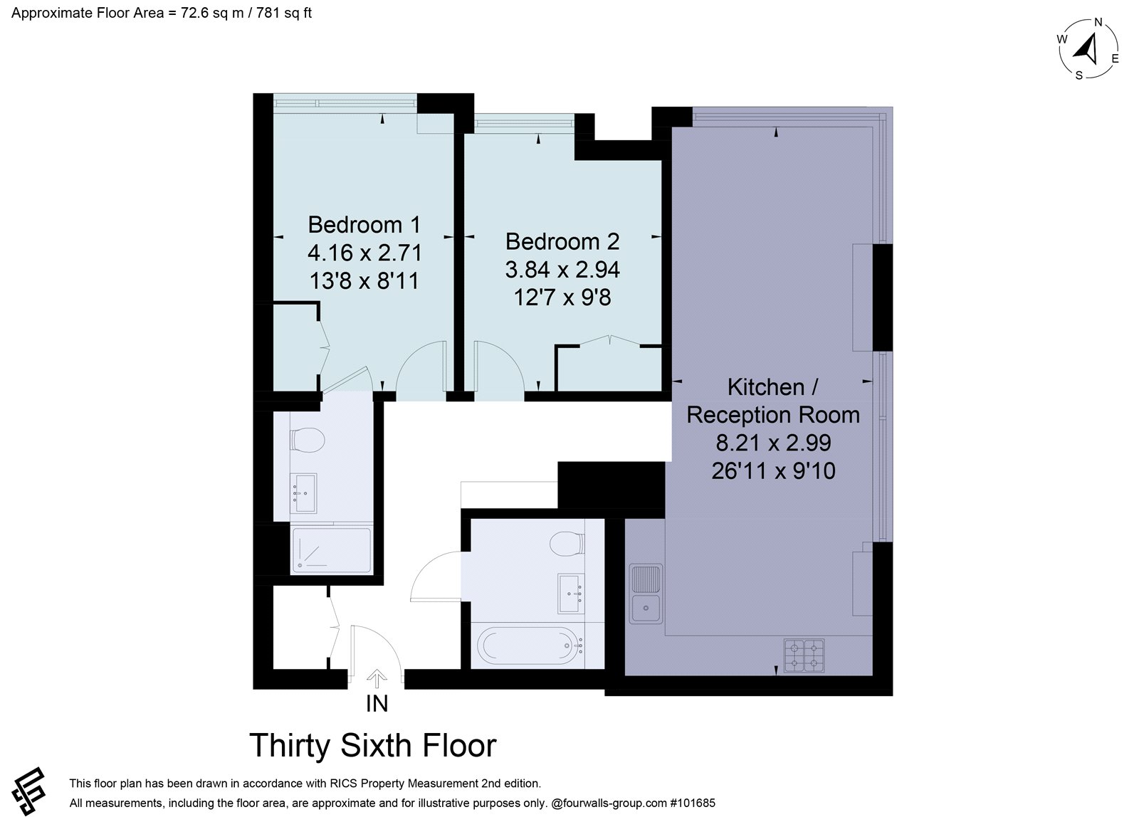 Flat 3610,, Viadux, Manchester floorplan