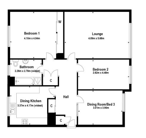 Flat 1-1, 5, Braidholm Crescent, Giffnock, Glasgow floorplan