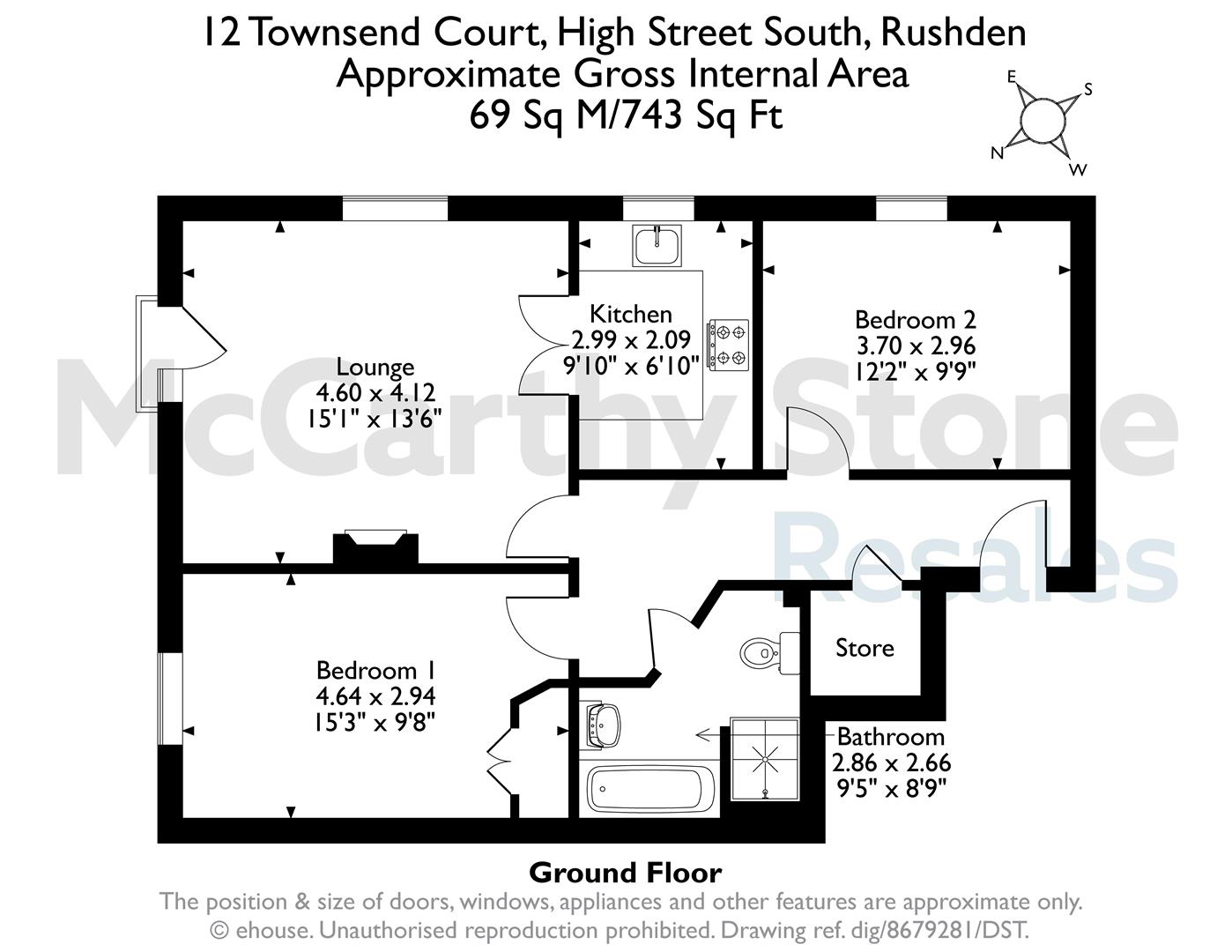 12 Townsend Court, High Street South, Rushden floorplan