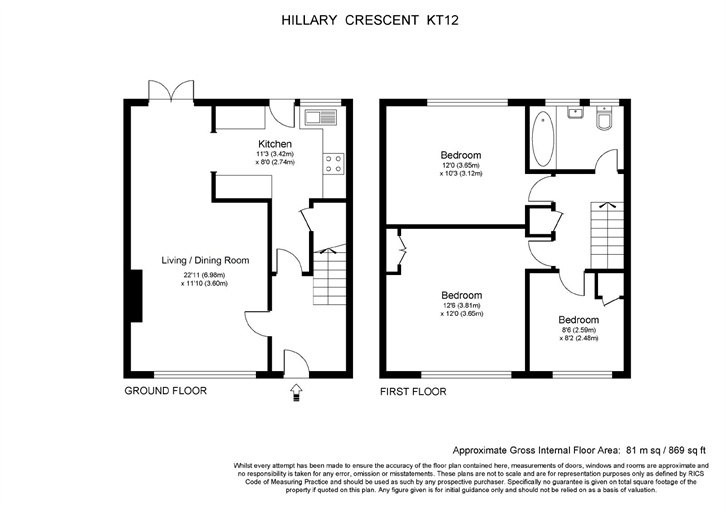 3 Bedrooms Terraced house for sale in Hillary Crescent, Walton-On-Thames, Surrey KT12