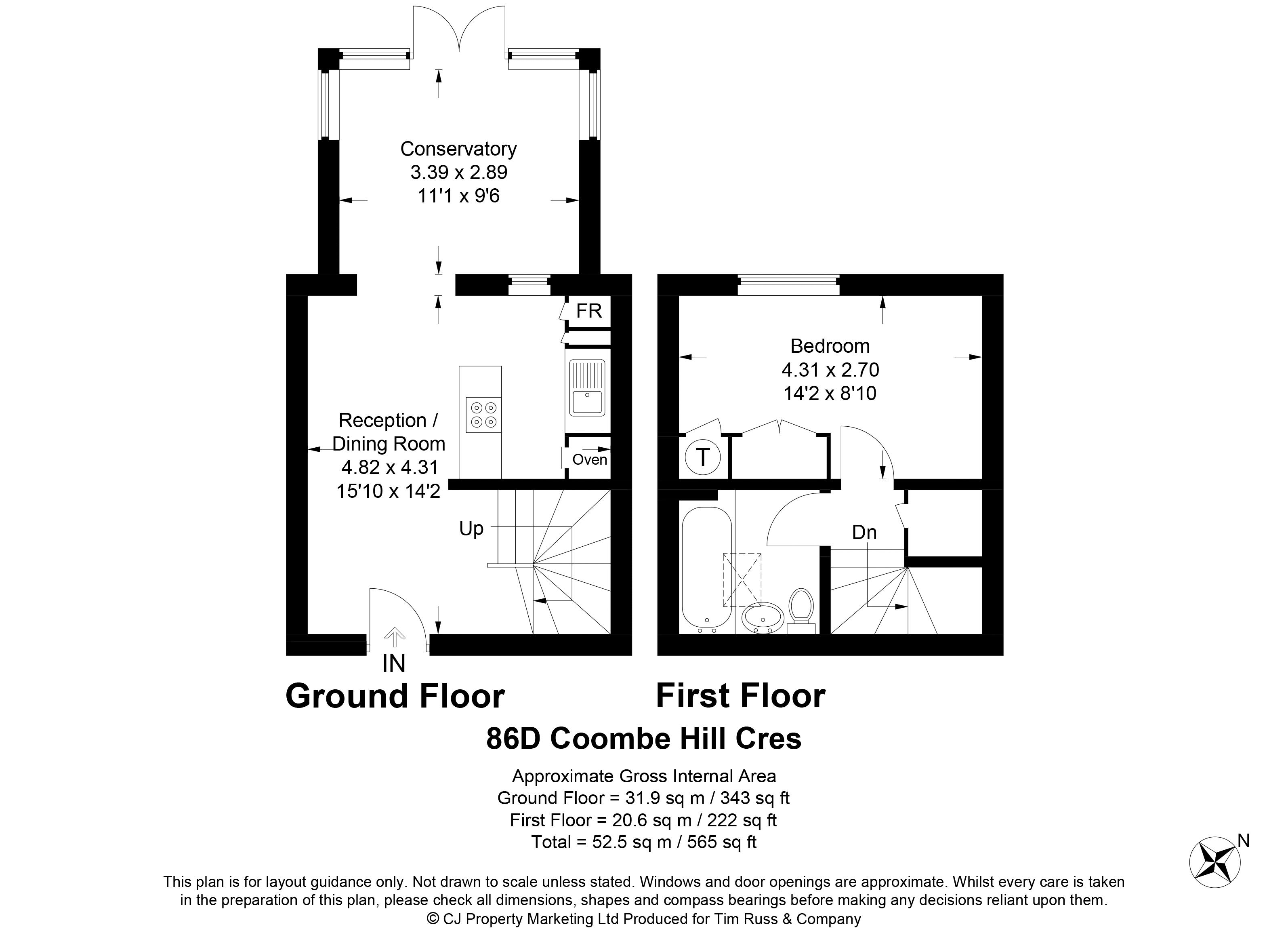 Coombe Hill Crescent, Thame OX9, 1 bedroom terraced house for sale