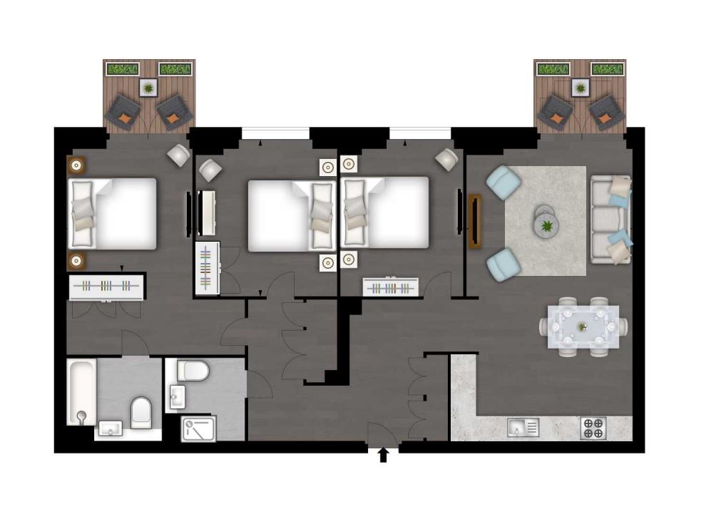 Flat 42, Thornes House, Charles Clowes Walk, London floorplan