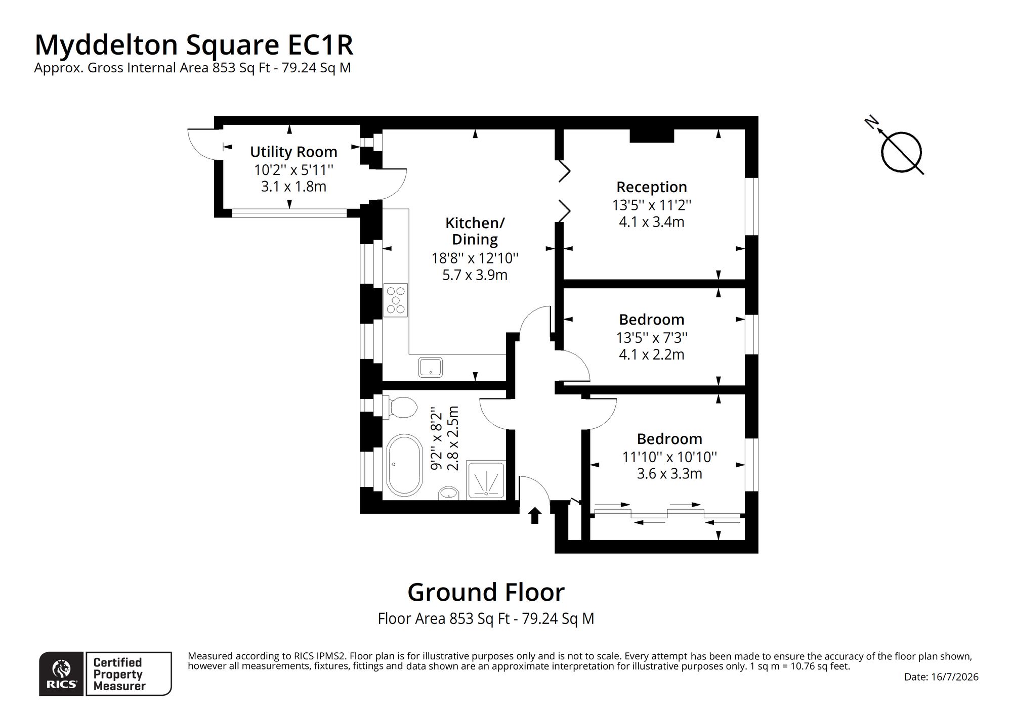 Flat 2, 43-53 Myddelton Square, London floorplan