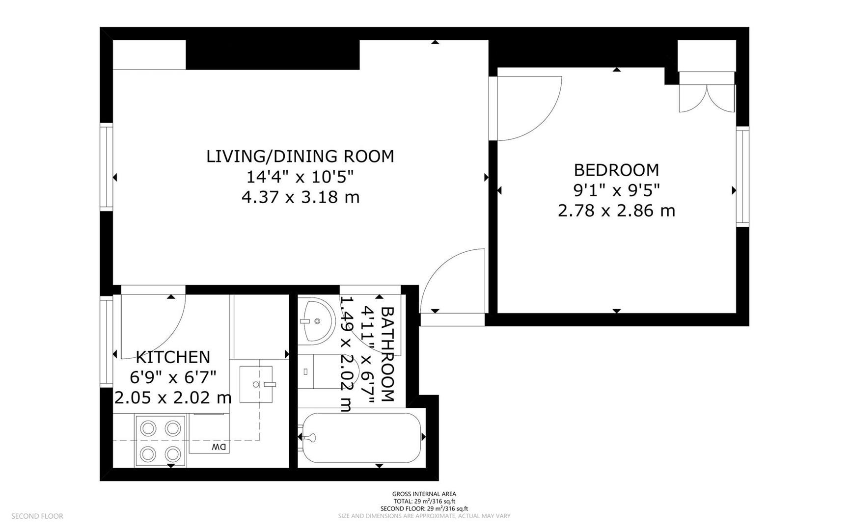 Second Floor Flat, 13, Seagrave Road, London floorplan