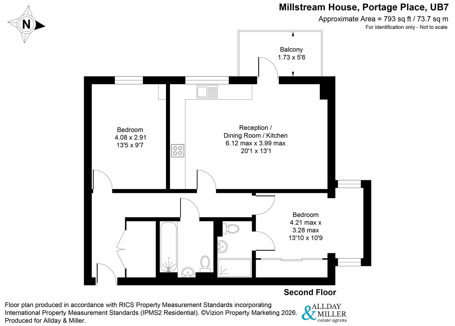 Flat 19 Millstream House, 6, Portage Place, West Drayton floorplan