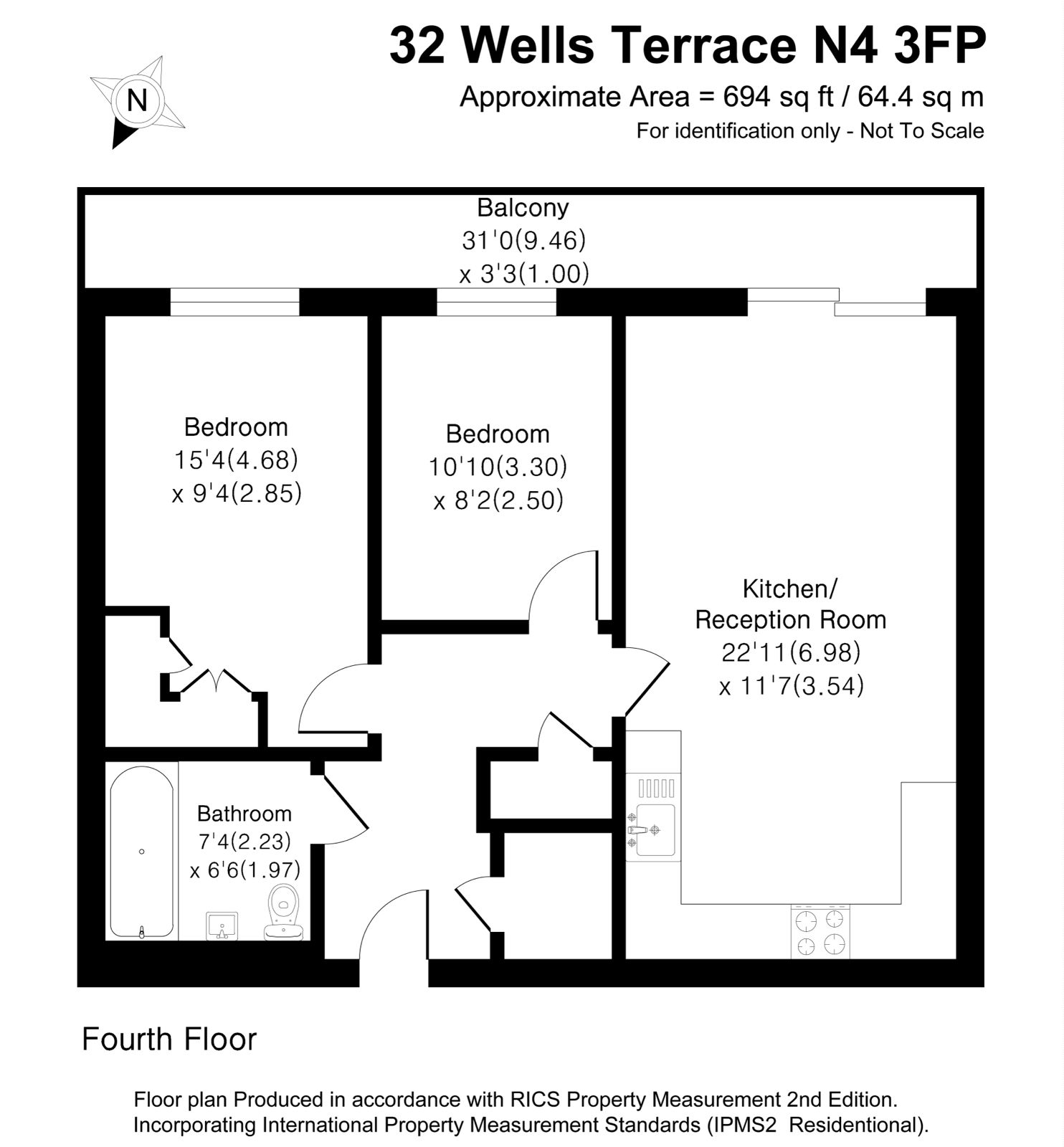 Flat 33, 32, Wells Terrace, London floorplan