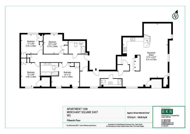 1508, STRATHMORE COURT, 4B MERCHANT SQUARE EAST, London floorplan