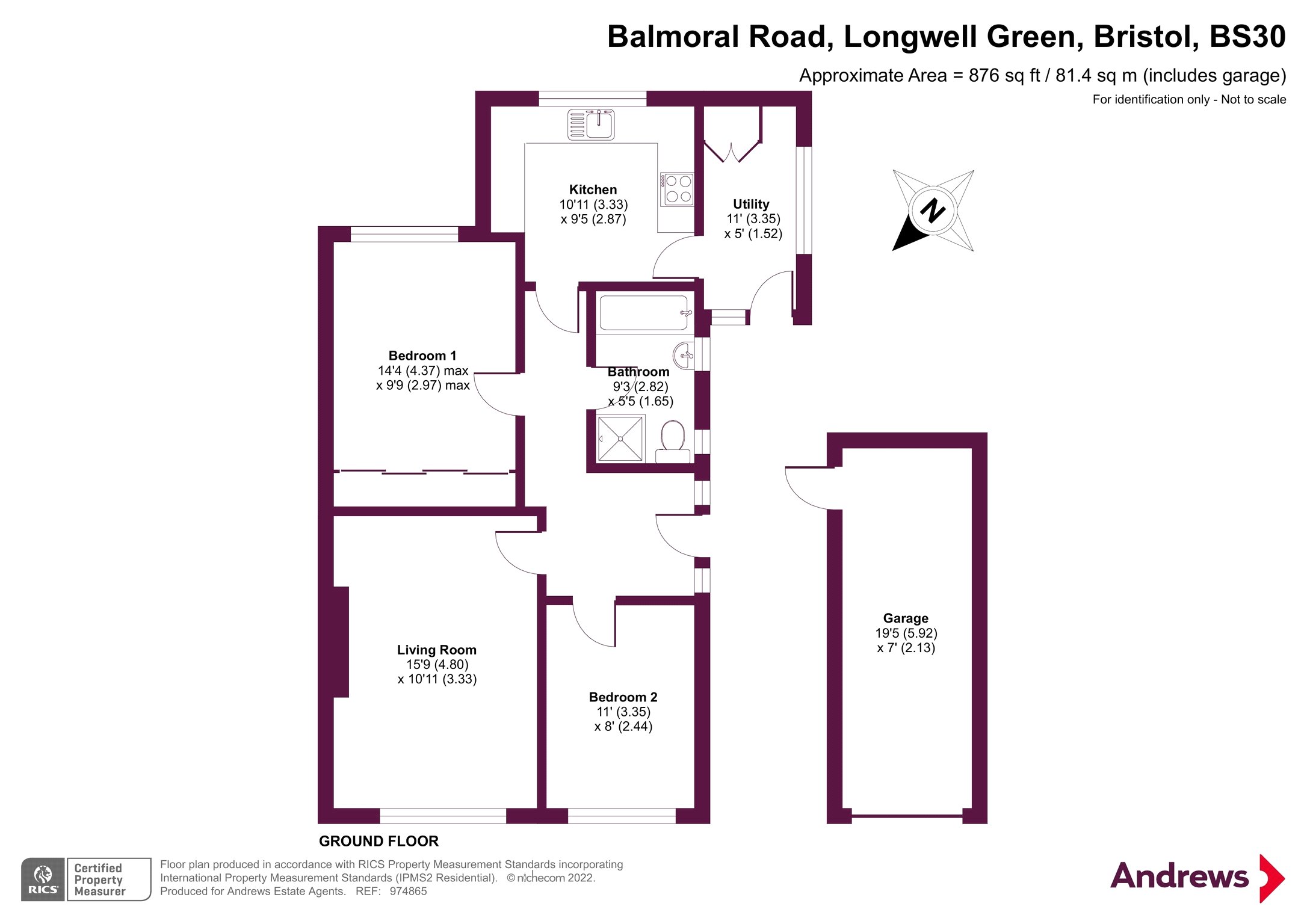 Balmoral Road, Longwell Green, Bristol BS30, 2 bedroom bungalow for