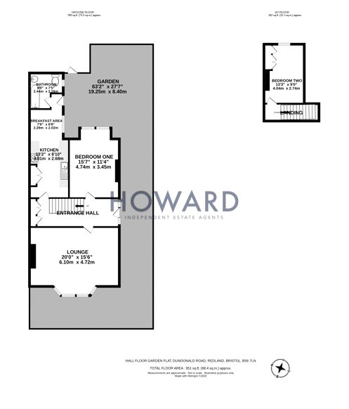 Ground Floor Flat Masionette, 23, Dundonald Road, Bristol floorplan