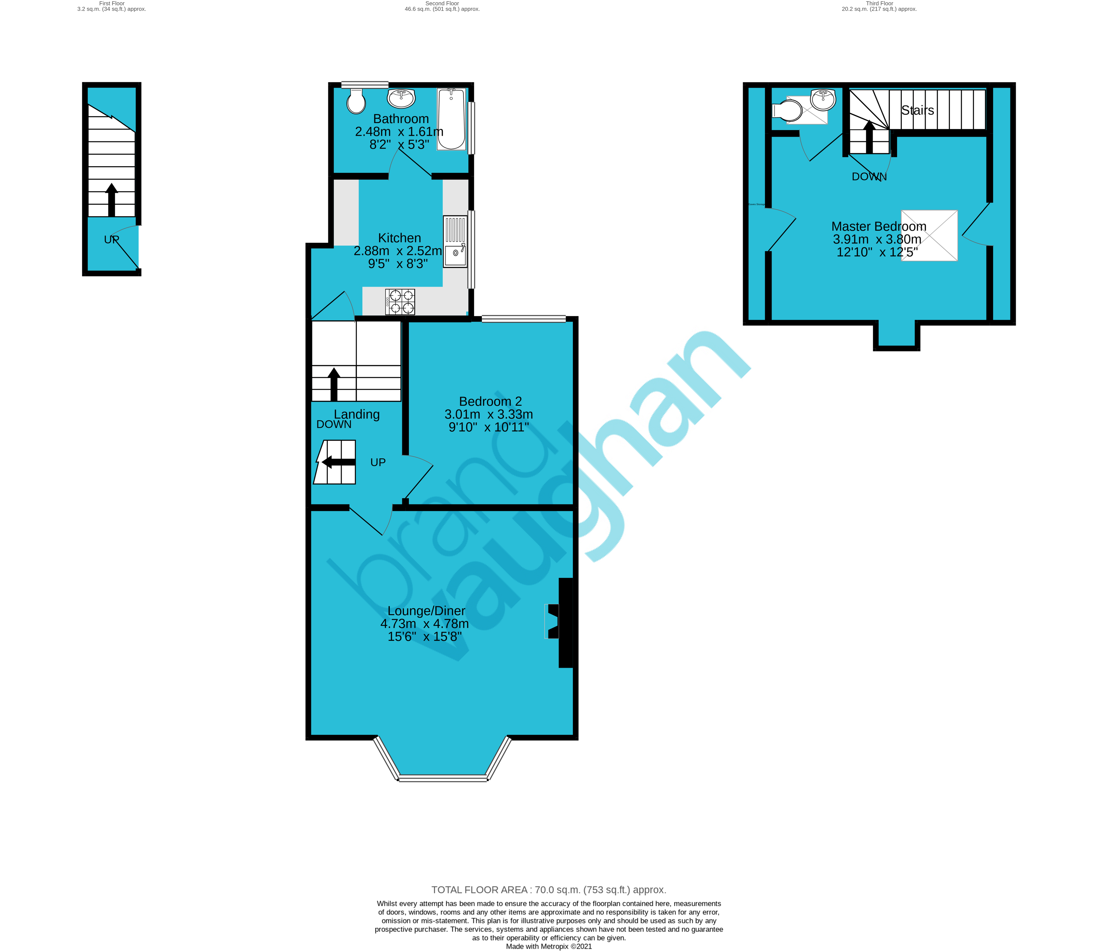 Flat 3, 2, Buckingham Street, Brighton floorplan