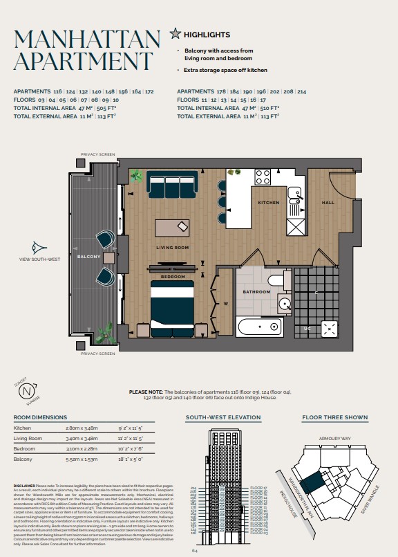 Plot 196 Wandsworth Mills, 83, Artisan Tower, London floorplan