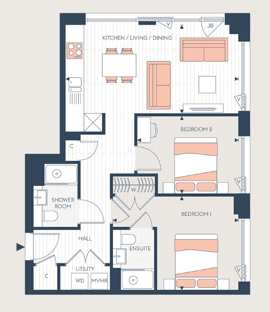 Plot 291 (Apartment 607) Curzon Wharf, Glasswater Locks, Birmingham floorplan
