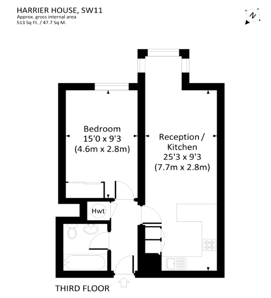 1 Bedrooms Flat to rent in Harrier House, Sullivan Close, London SW11