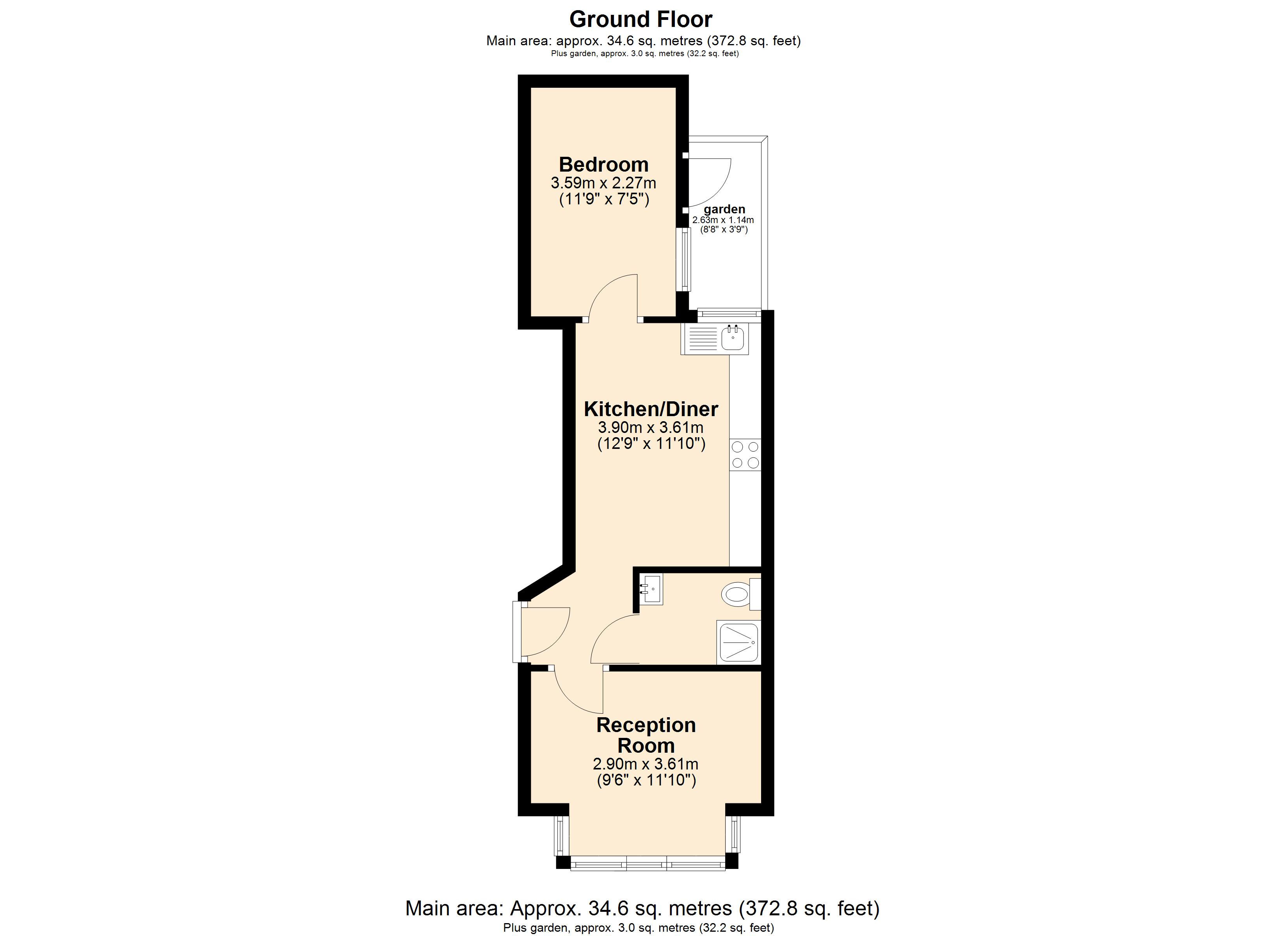 1, Flat 1, London floorplan