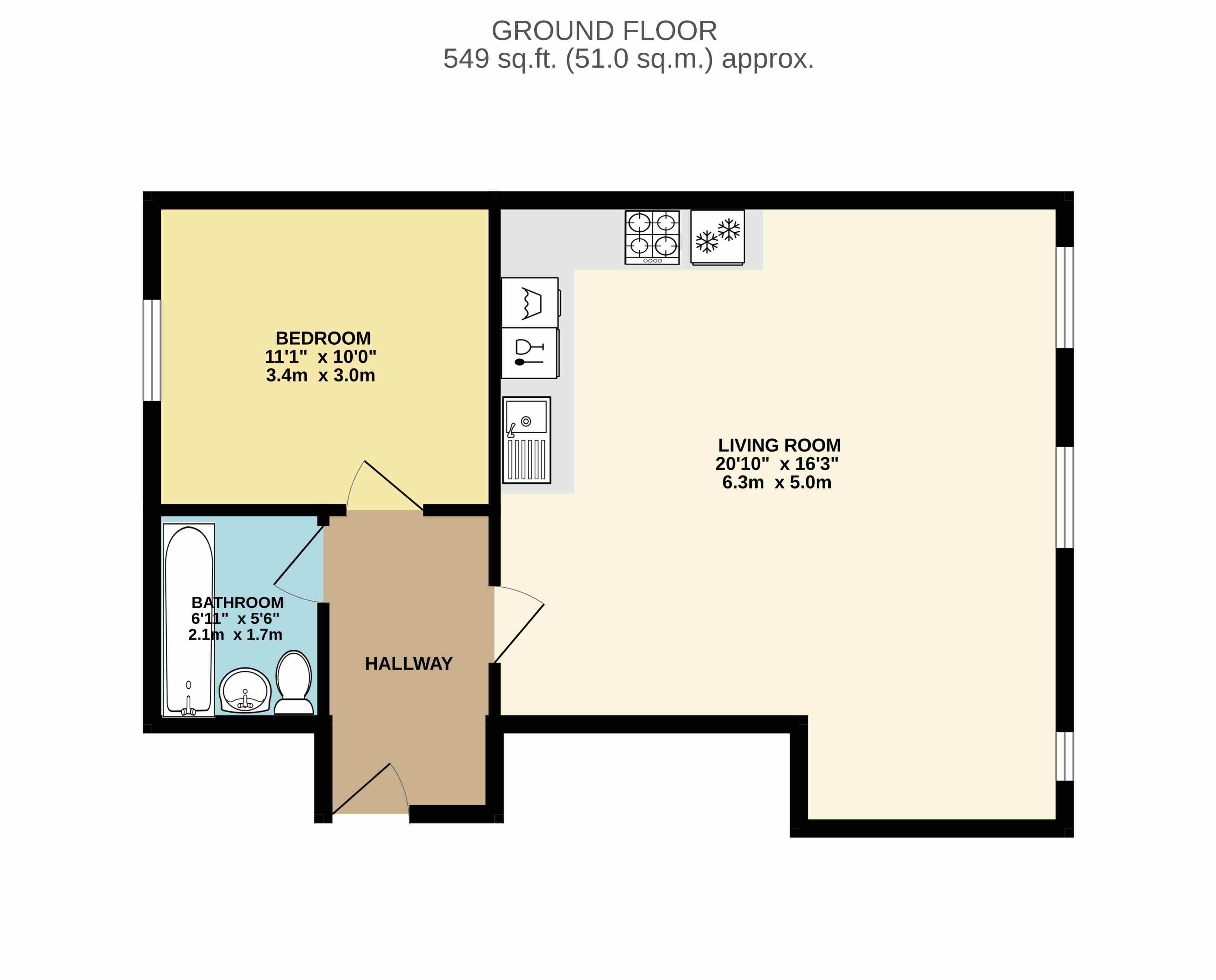 Flat 7, Clifton Court, 74, Beach Road, EASTBOURNE floorplan