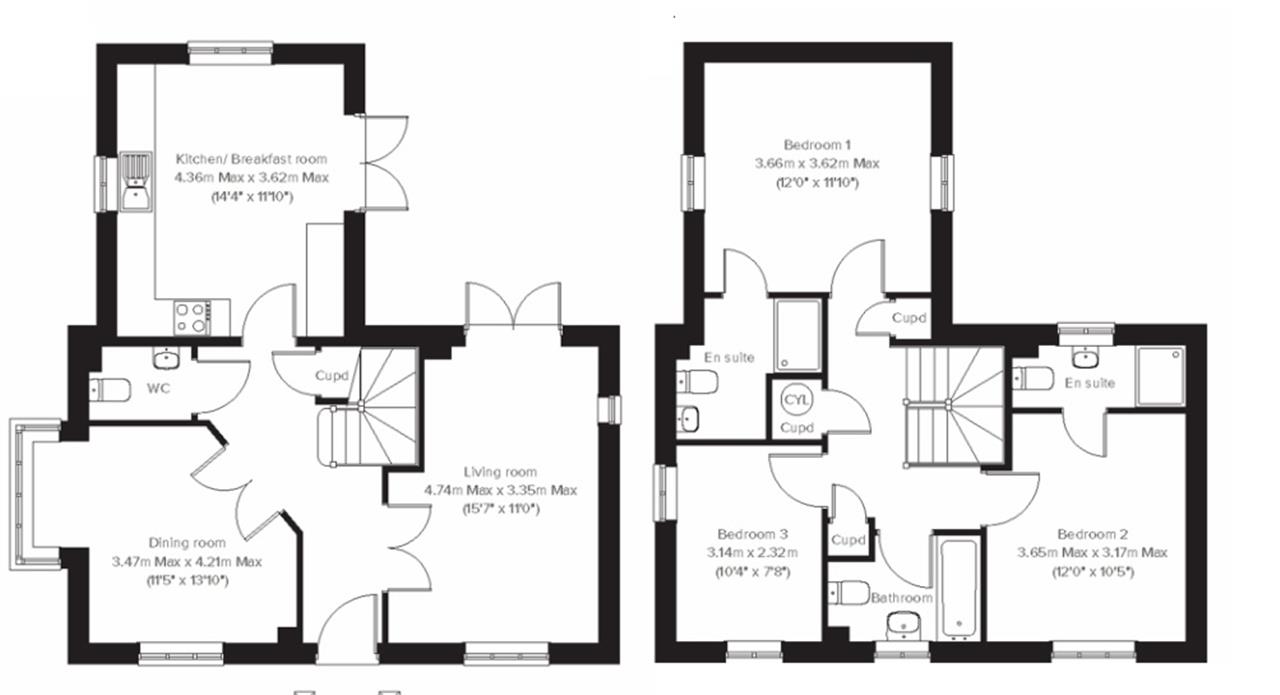 Plot 523 Yardley, Forest View, Desborough Road, Kettering floorplan