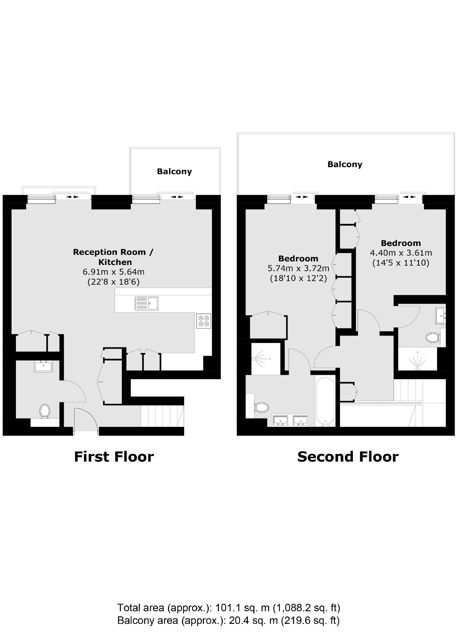 Apartment 102, 4, Pearson Square, London floorplan