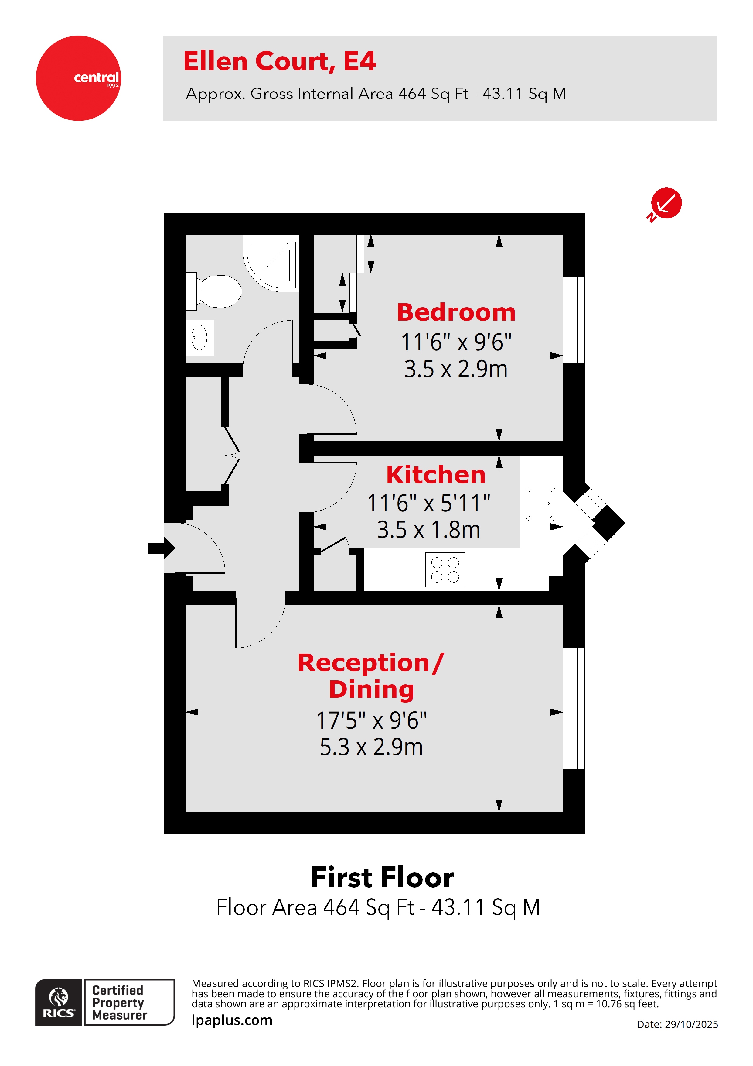 Flat 17, Ellen Court, 14, The Ridgeway, London floorplan
