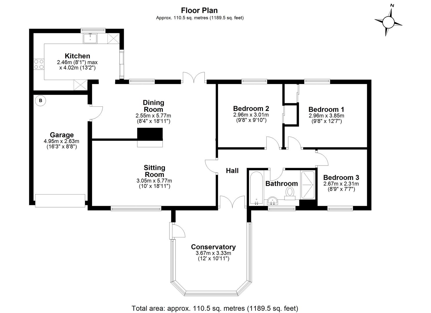 Monks Park, Milbourne, Malmesbury SN16, 3 bedroom detached bungalow for