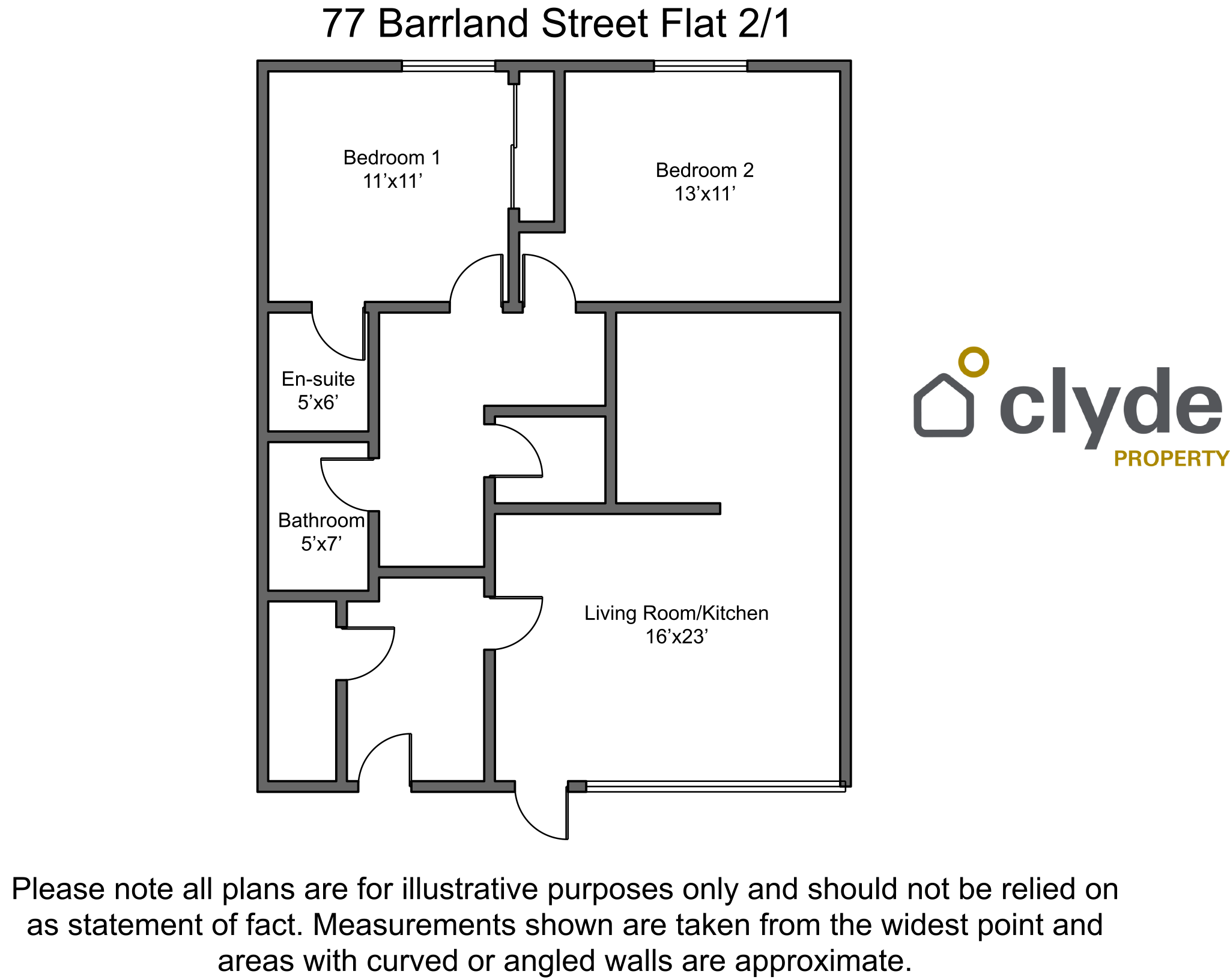 Flat 2/1, 77, Barrland Street, Glasgow floorplan