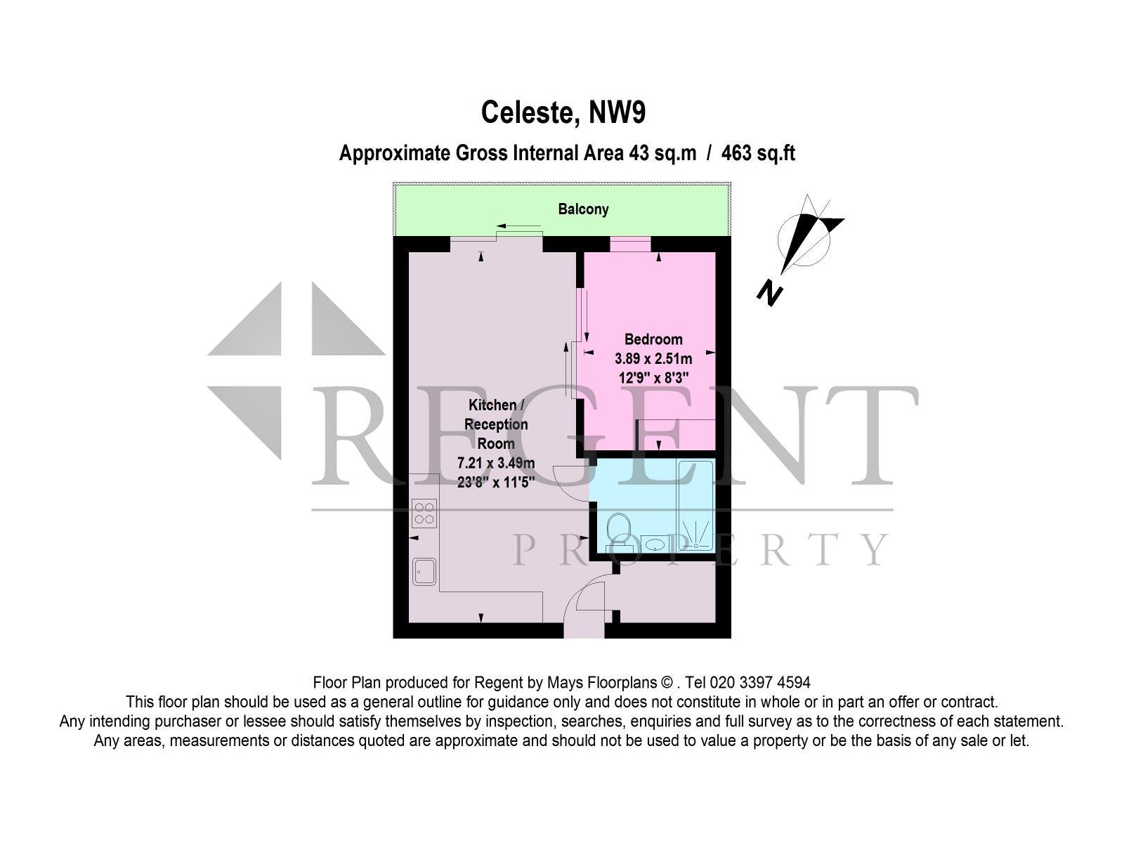 0 Bedrooms Studio to rent in Celeste Apartment, Beaufort Park NW9
