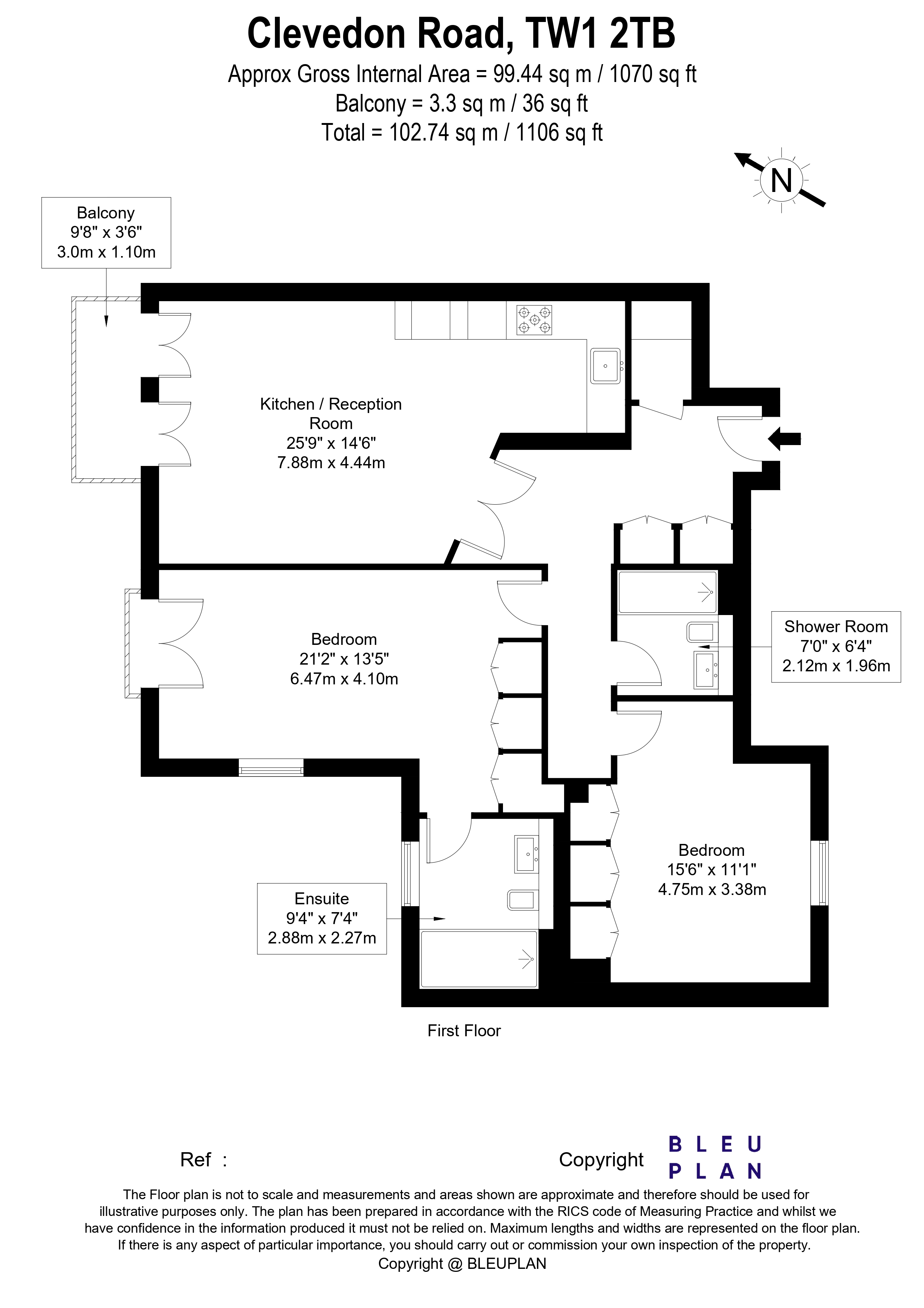 9 Leicester Court, Clevedon Road, Twickenham floorplan