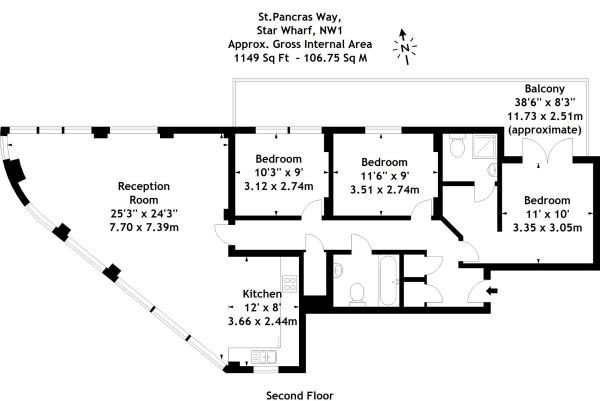 3 Bedrooms Flat to rent in Star Wharf, St Pancras Way NW1