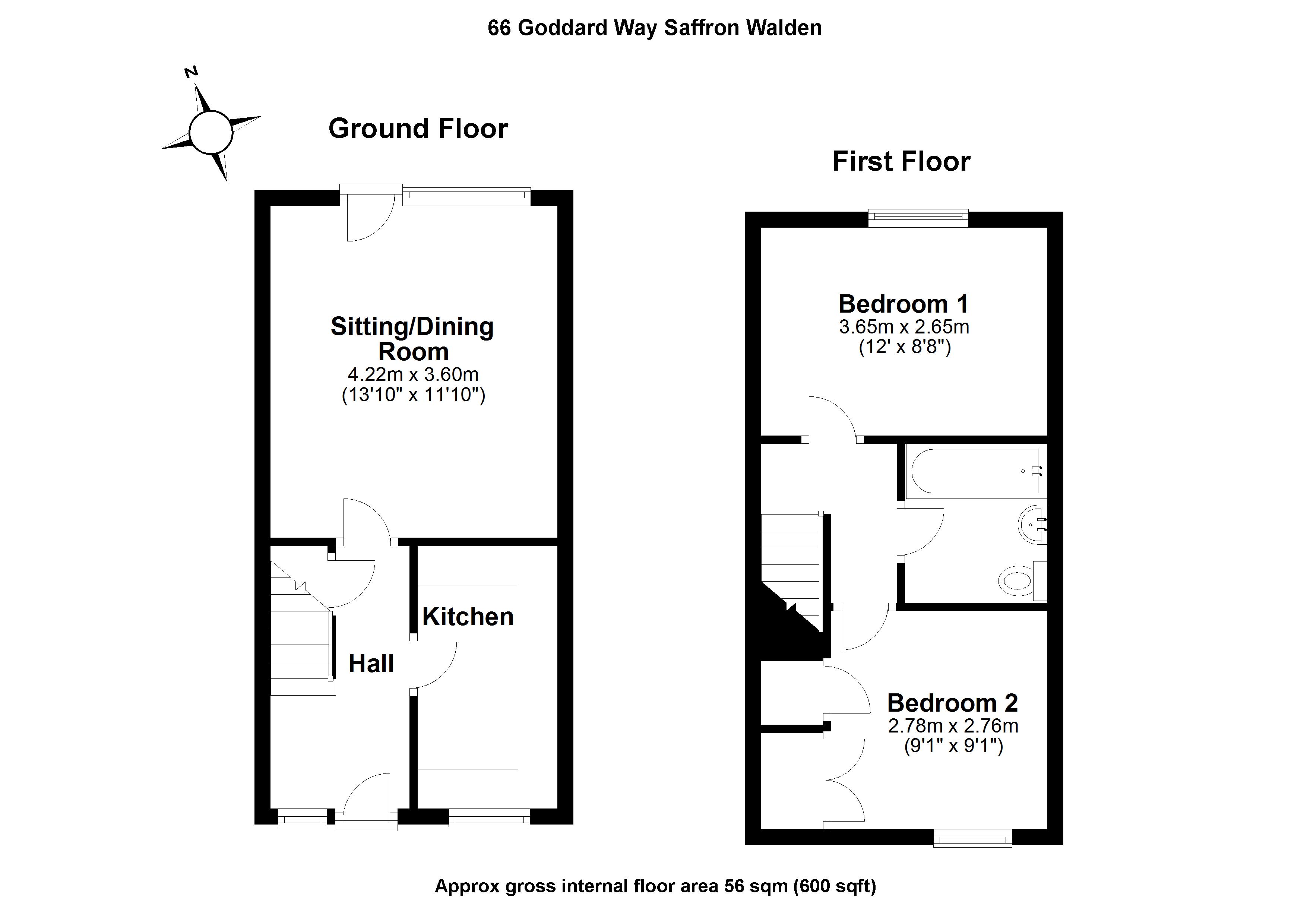 2 Bedrooms Terraced house for sale in Goddard Way, Saffron Walden, Essex CB10
