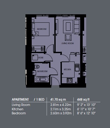 Flat 95, Pinnacle Apartments, Croydon floorplan
