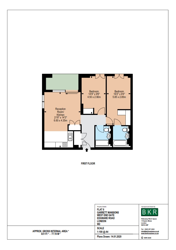 8, Garrett Mansions, EDGWARE ROAD, London floorplan