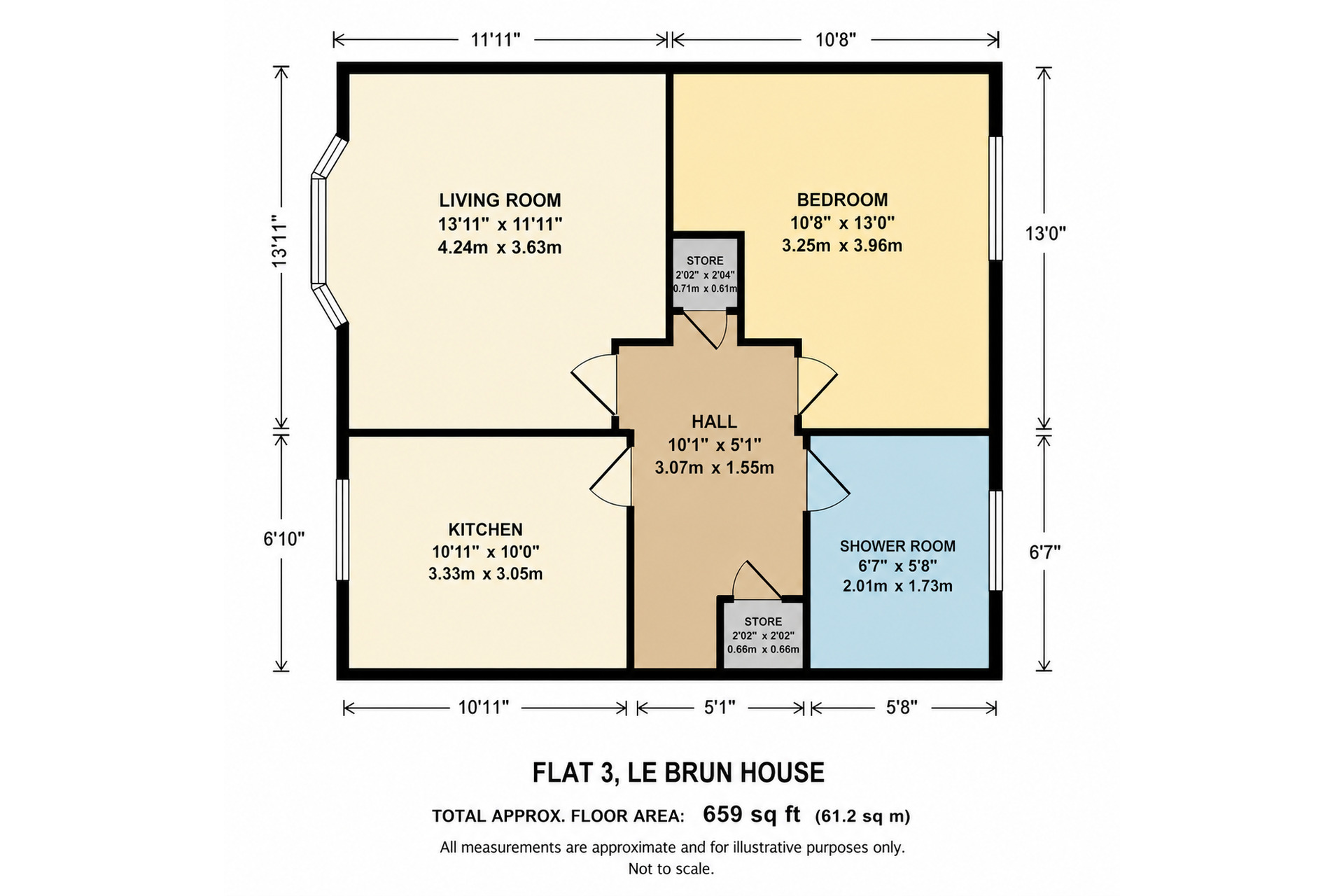 Flat 3 Le Brun House, Upper Elmers End Road, Beckenham floorplan