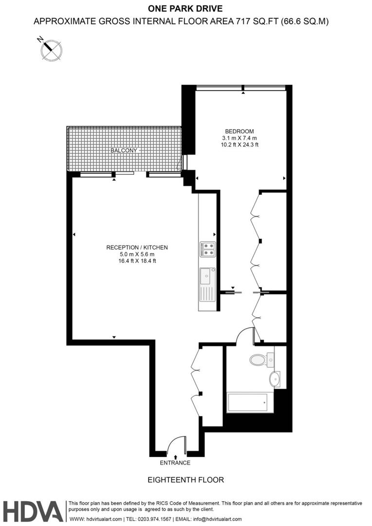 Apartment 1803, 1 Park Drive, London floorplan