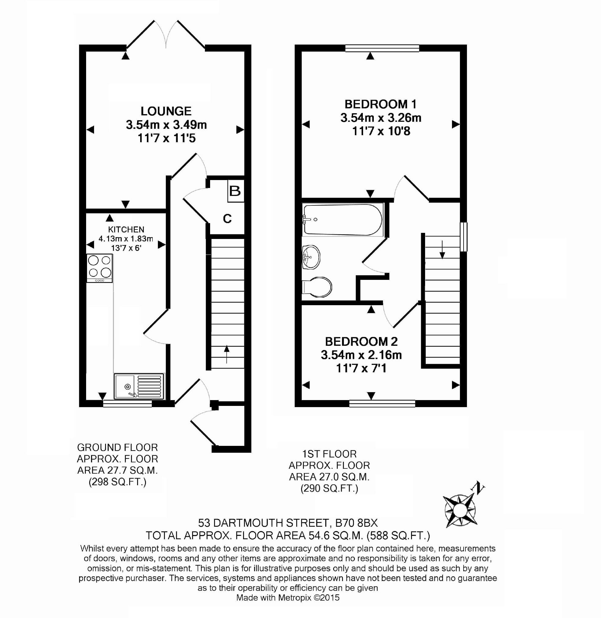 2 Bedrooms Town house to rent in Dartmouth Street, West Bromwich B70