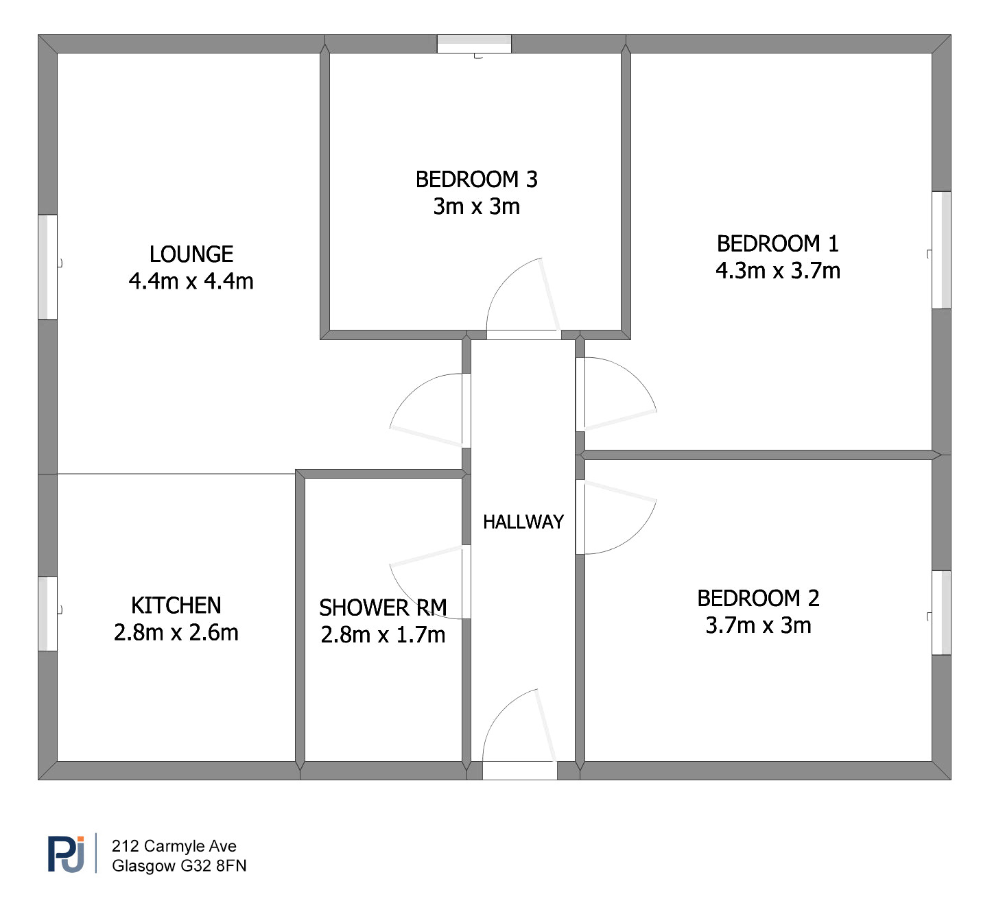 Flat 1/2, 212 Carmyle Avenue, Glasgow floorplan
