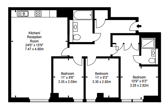 3 Bedrooms Flat to rent in Merchant Square East, London W2