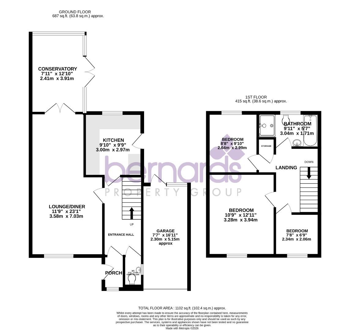 15, Durham Gardens, Waterlooville floorplan