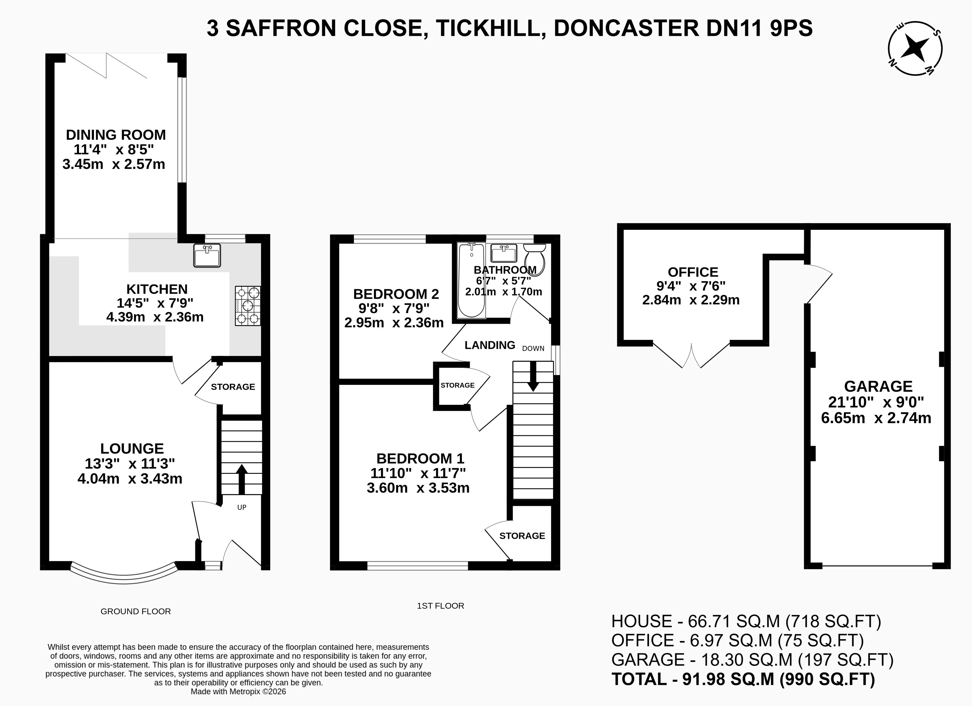 3, Saffron Close, Doncaster, DN11 9PS floorplan