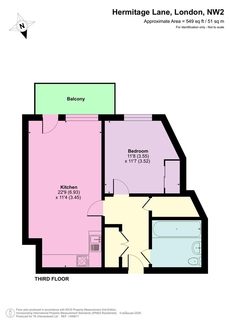 Flat 3, Raphis Court, 2, Hermitage Lane, London floorplan