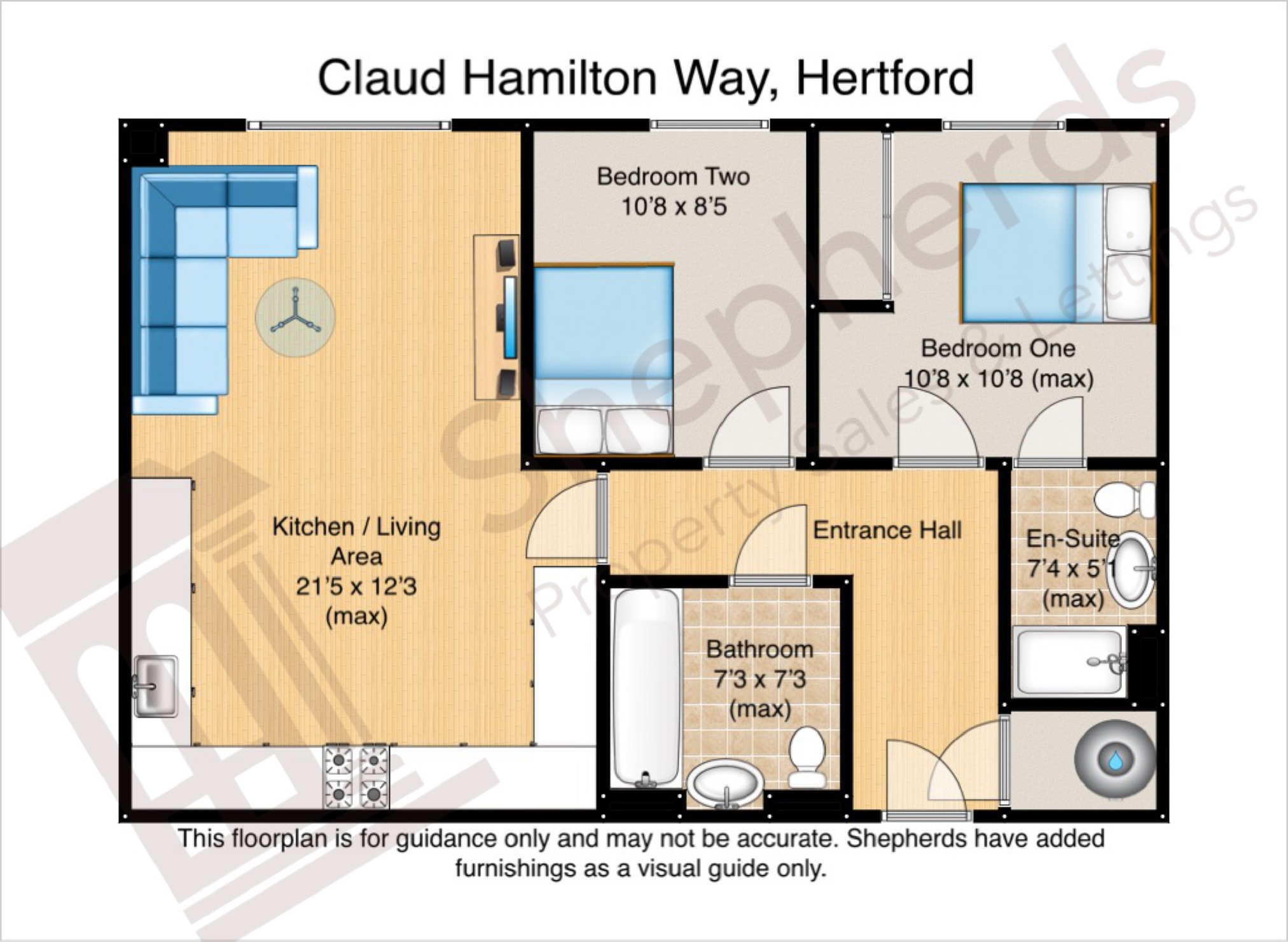 2 Bedrooms Flat to rent in Claud Hamilton Way, Hertford, Herts SG14