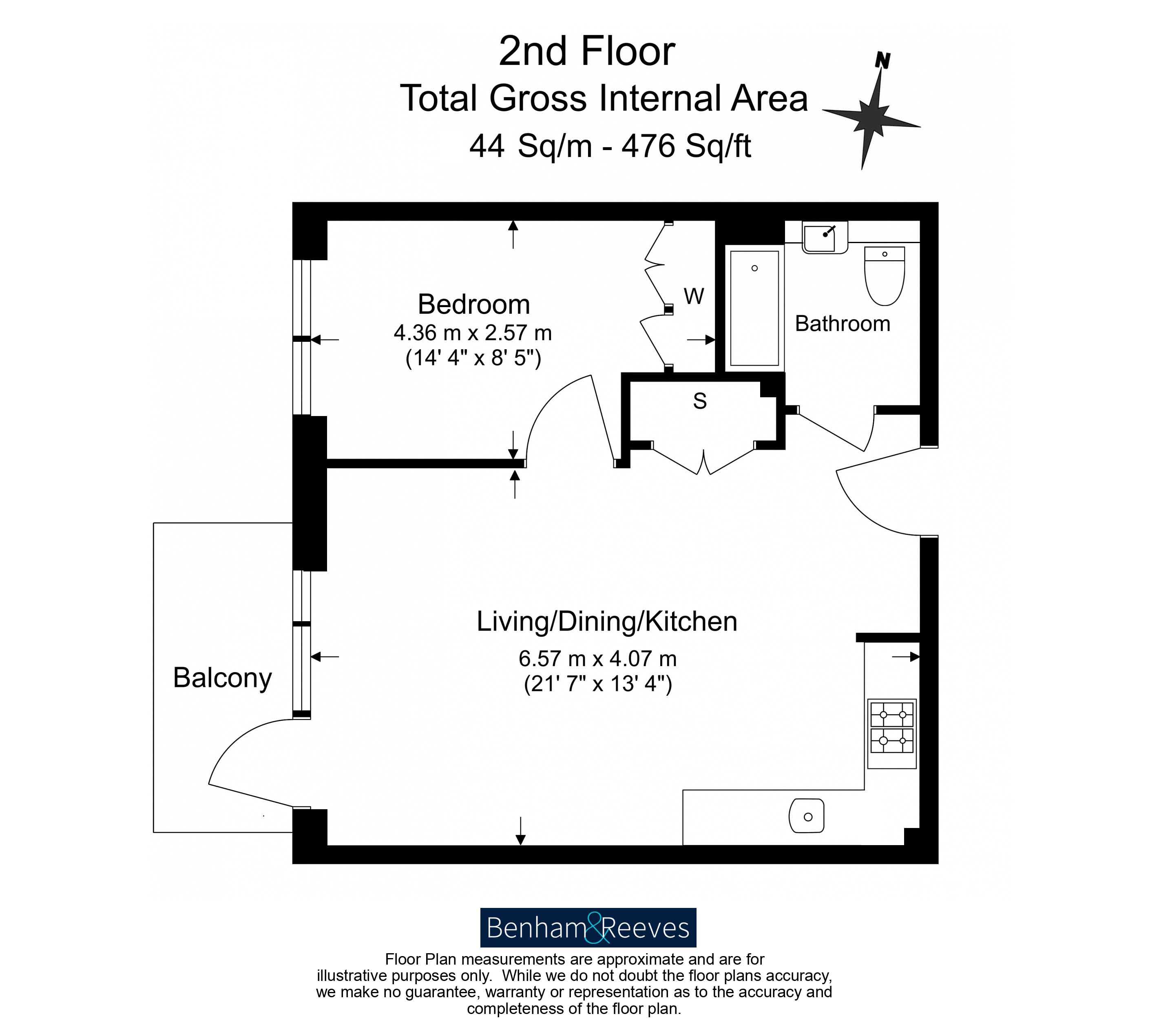 Flat 17, Emerald House, 373, Horn Lane, London floorplan