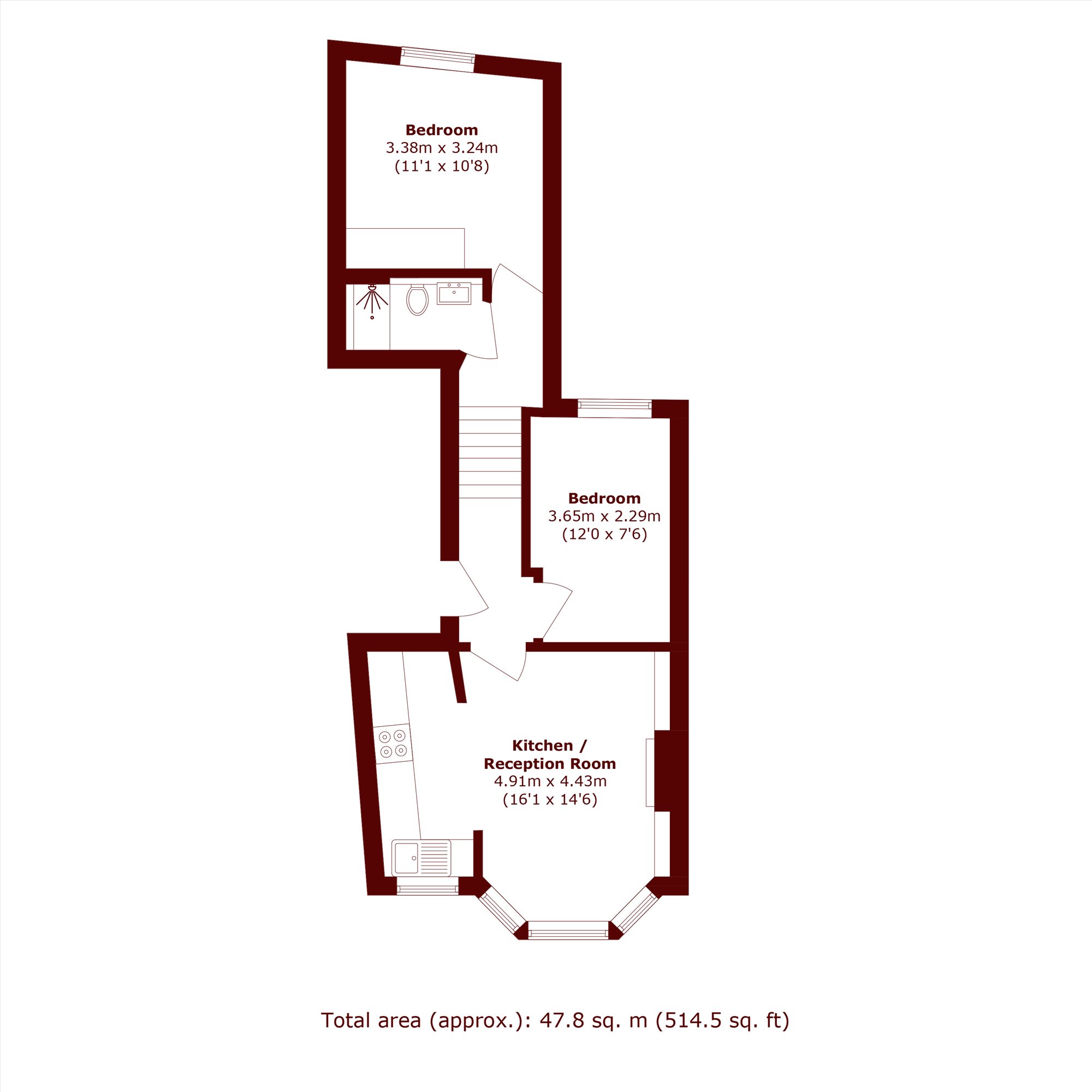 Flat 2, 47, Tremadoc Road, London floorplan